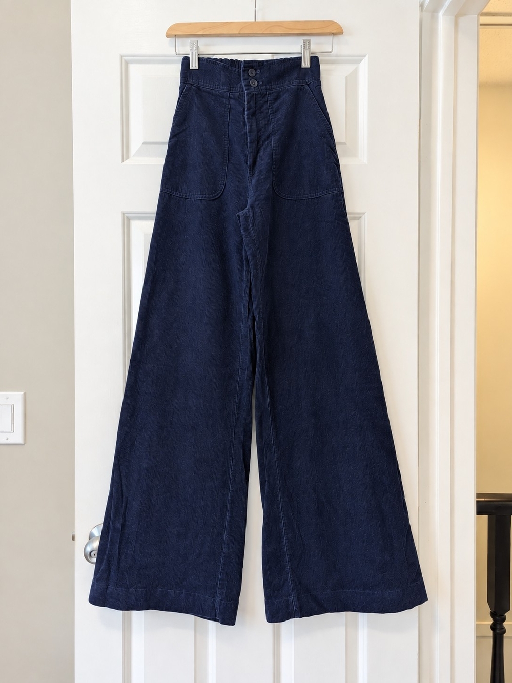 Vintage 70s GYPSY Corduroy Pants Wide Leg Patch Pocket Whimsigoth Y2K 90s 25